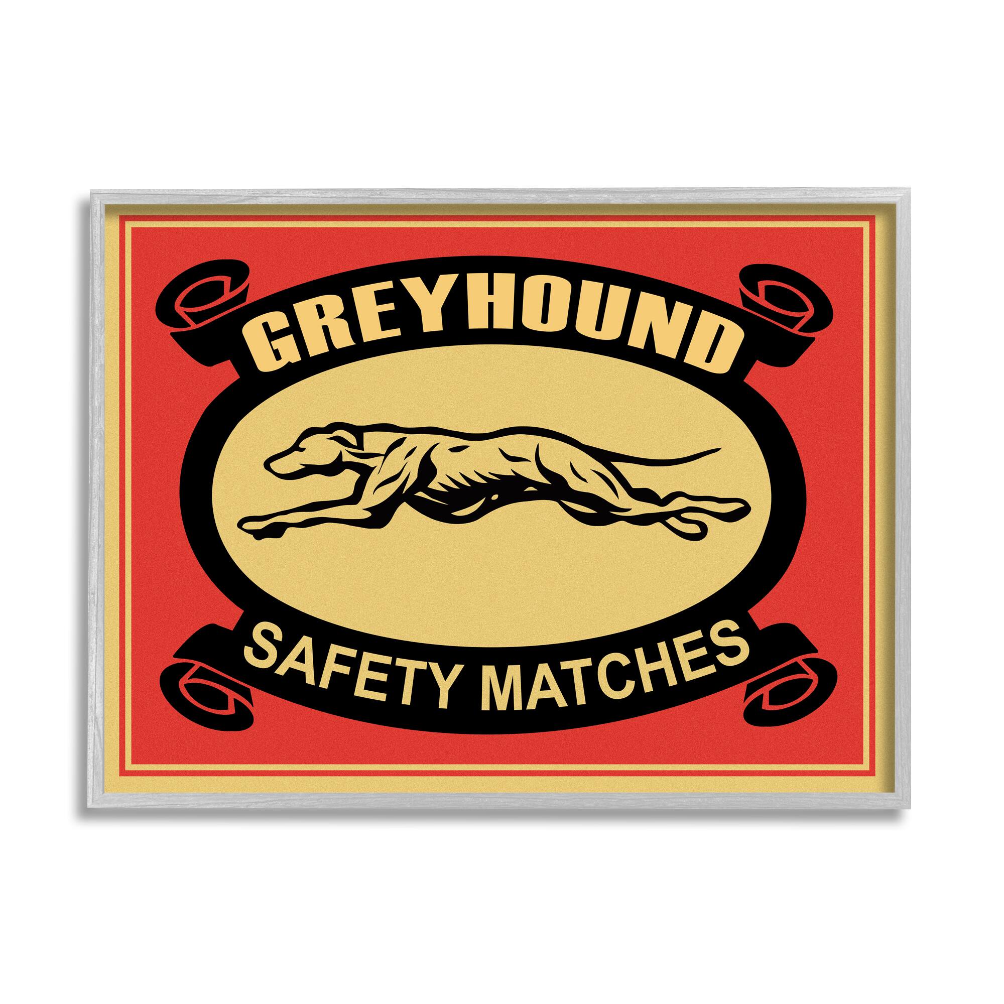 Stupell Industries Greyhound Safety Matches Vintage Wall Art in Gray Frame